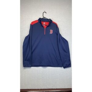 Boston Red Sox Shirt Mens Large Navy Red MLB Baseball Quarter Zip Pullover Top‎